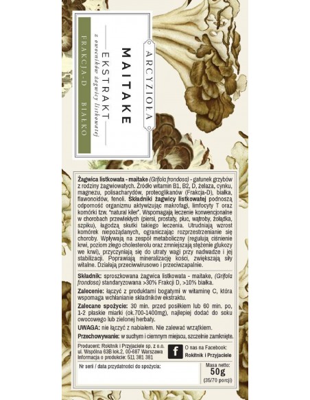 ARCYZIOŁA Maitake ekstrakt 50 g