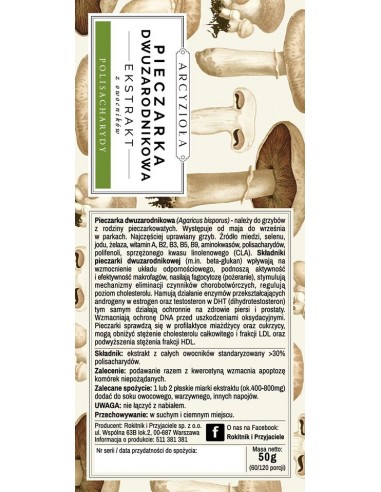 ARCYZIOŁA Pieczarka dwuzarodnikowa 50 g