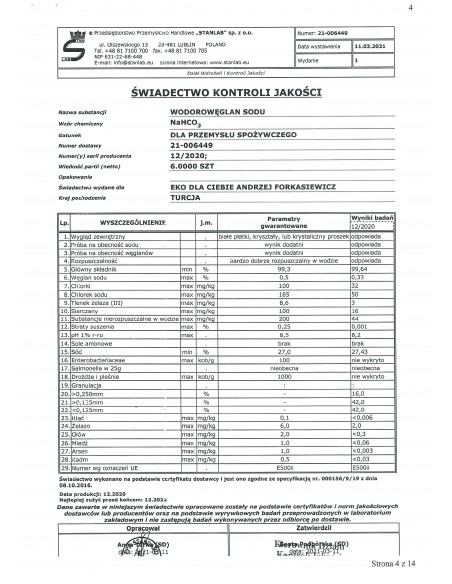 Soda oczyszczona spożywcza 500g Stanlab