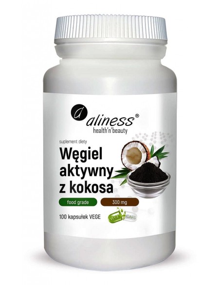 Węgiel aktywny z kokosa 100 kaps. Aliness