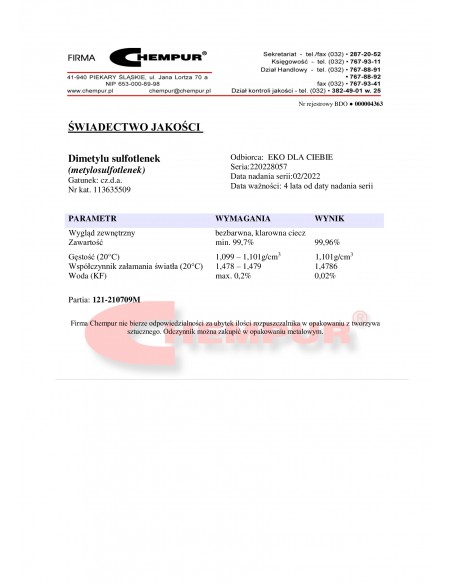 DMSO CZDA 250 ml Chempur