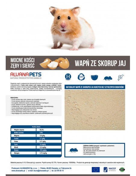 Wapń dla gryzoni mąka 100 g Alvanaeko