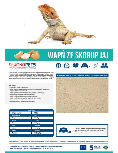 Wapń dla gadów mąka 100 g Alvanaeko