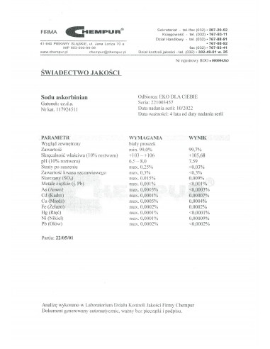 Askorbinian sodu CZDA 1 kg Chempur