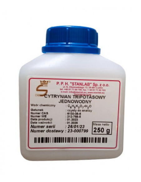 Cytrynian tripotasowy jednowodny  CZDA 250g Stanl