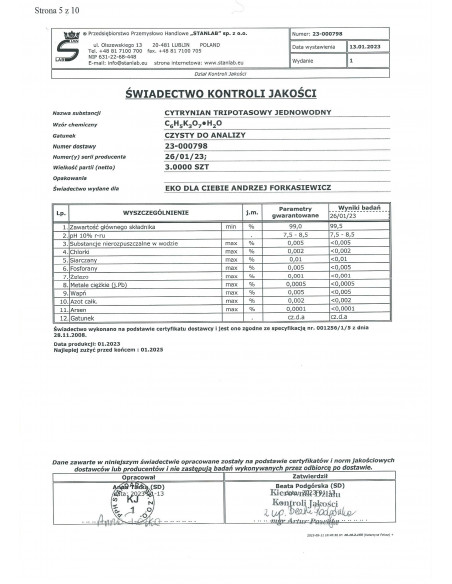 Cytrynian tripotasowy jednowodny  CZDA 250g Stanl