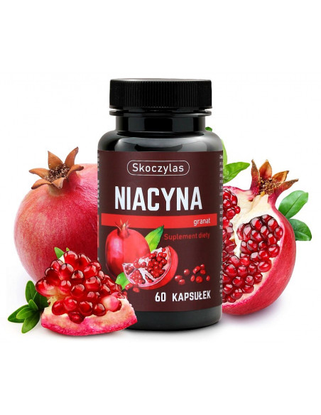 Niacyna z granatem - prawidłowy metabolizm energetyczny - 60 kaps.  Skoczylas