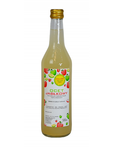 Żywy Ocet jabłkowy nieklarowany - bez cukru - 500 ml - Jak dla siebie
