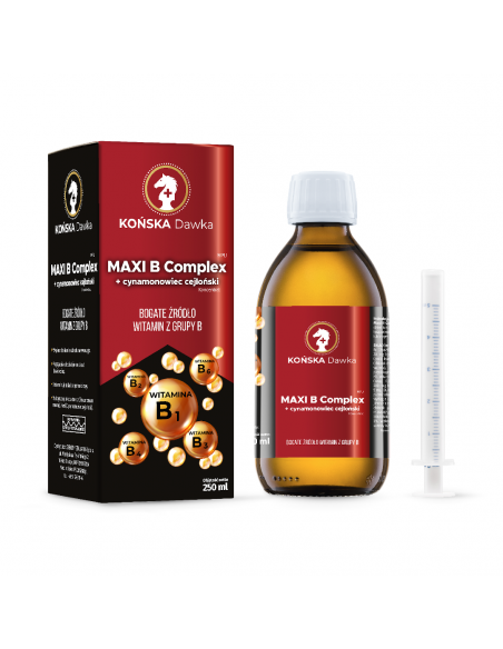 Końska dawka MAXI B Complex + cynamonowiec cejloński - bogate źródło witamin z grupy B - 125 ml