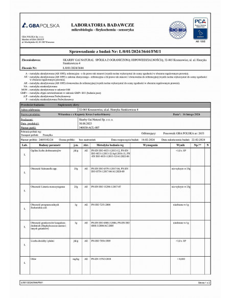 Kwas L-askorbinowy Witamina C 280 g - Skarby Gai
