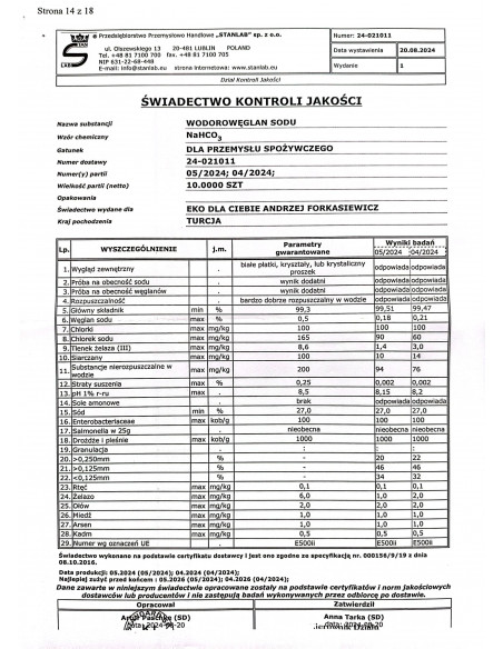 Soda oczyszczona spożywcza 250 g Stanlab
