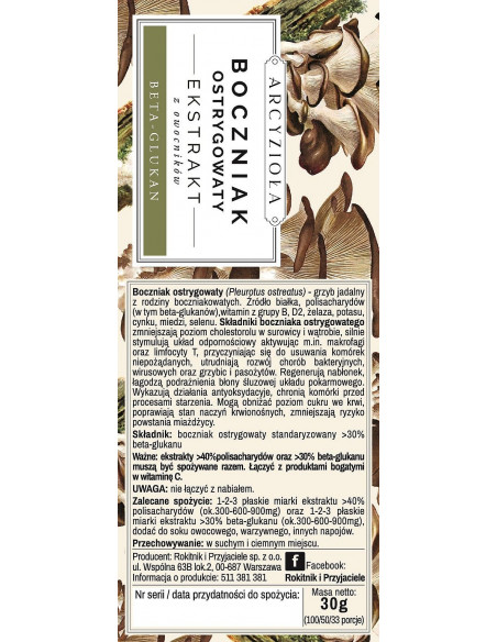 ARCYZIOŁA Boczniak beta-glukan 30 g