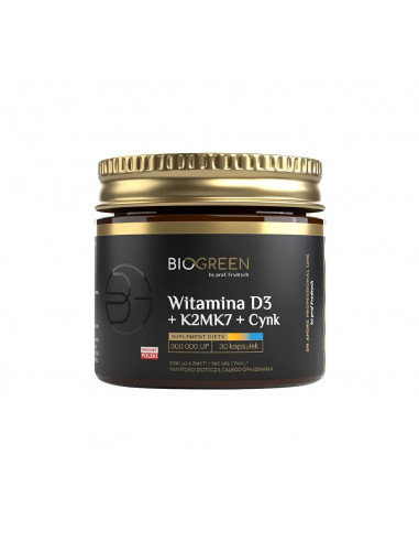 Witamina D3+K2+Cynk - 30 kaps. - Biogreen