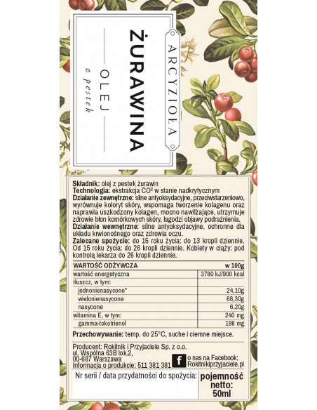 olej z pestek żurawiny