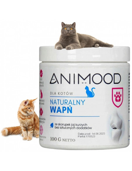 Naturalny wapń dla kotów - ze skorupek jaj kurzych - 100 g Animood