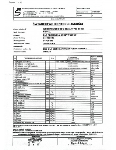 Soda oczyszczona spożywcza 5 kg Stanlab