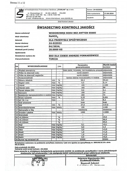 Soda oczyszczona spożywcza 5 kg Stanlab