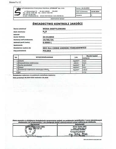 Woda destylowana 1 L Stanlab