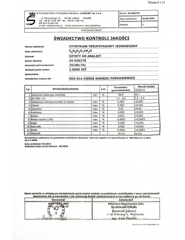 Cytrynian tripotasowy jednowodny  CZDA 1kg Stanl