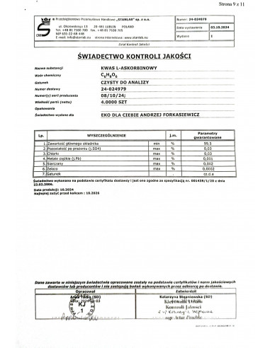 KWAS L-askorbinowy - CAS 50-81-7 - 250 g