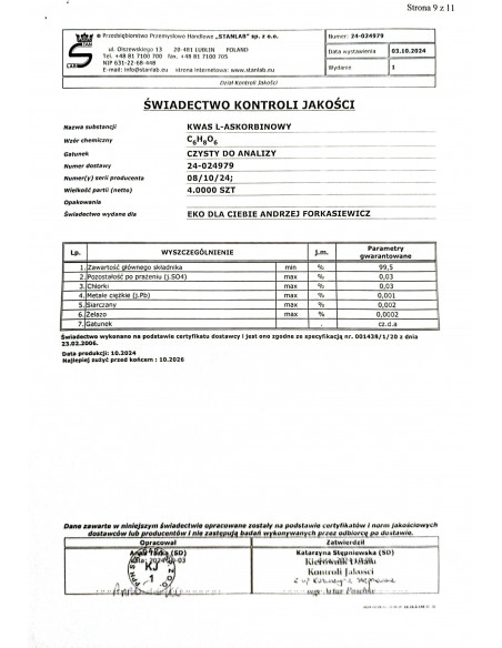 KWAS L-askorbinowy - CAS 50-81-7 - 250 g