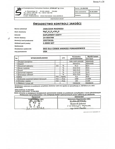 Jabłczan magnezu CZDA 500g Stanlab