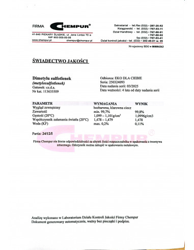 DMSO CZDA 250 ml Chempur