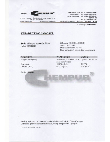 MMS chloryn sodu r-r 25% 100 ml Chempur
