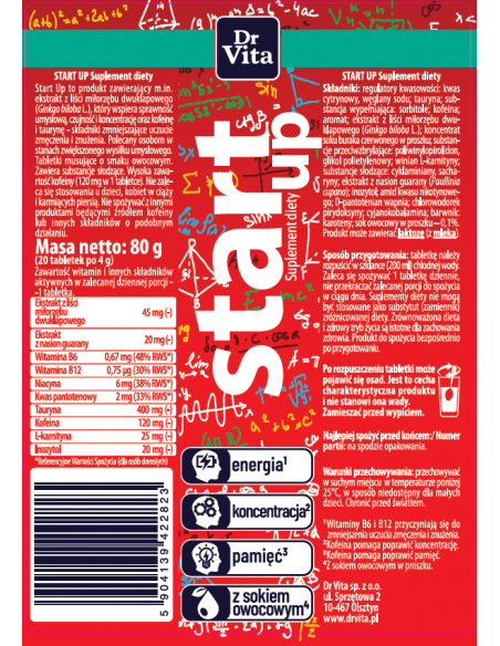 Start UP - tabletki musujące - 20 szt. Dr Vita