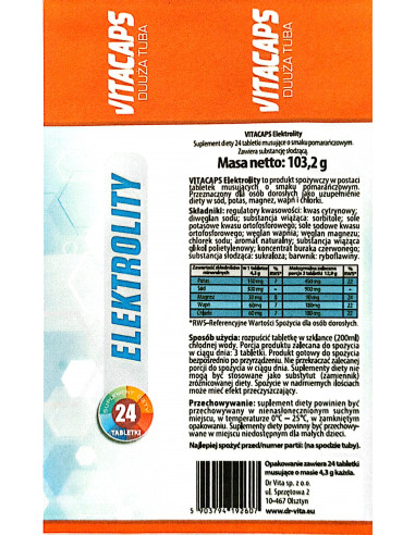 VITACAPS - Elektrolity - 24 tabletki musujące - Dr Vita