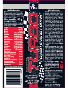 TURBO - Power energy drink - (następca Hussariona) - 20 tabletek musujących Dr Vita 2