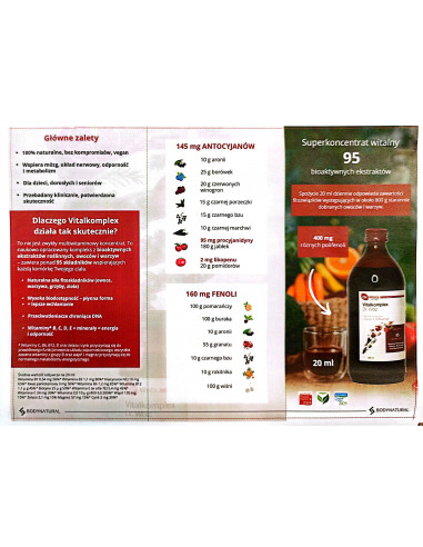 Vitalkomplex - 100% naturalny płynny koncentrat z bioaktywnymi witaminami - 500 ml