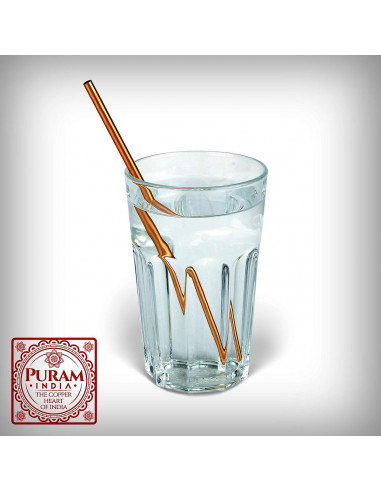 Antybakteryjna Słomka miedziana -  prosta - 20 cm