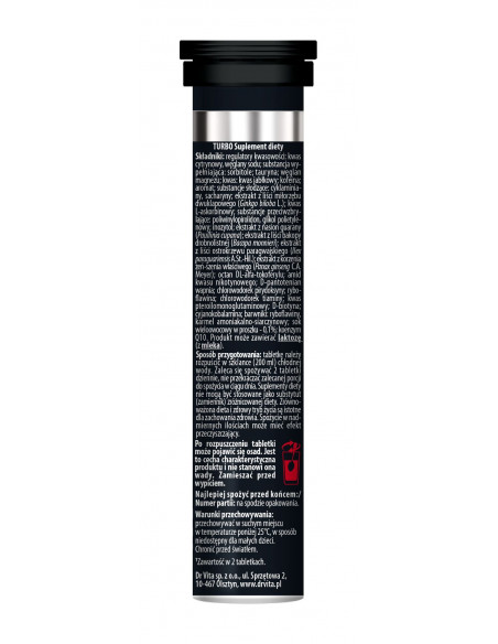 TURBO - Power energy drink - (następca Hussariona) - 20 tabletek musujących Dr Vita
