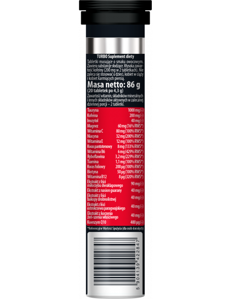 TURBO - Power energy drink - (następca Hussariona) - 20 tabletek musujących Dr Vita