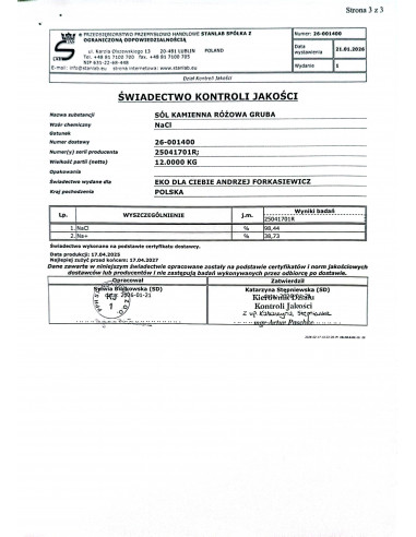 Sól Kłodawska różowa gruba - 1 kg Stanlab