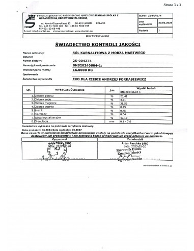 Sól karnalitowa z morza martwego 1 kg Stanlab