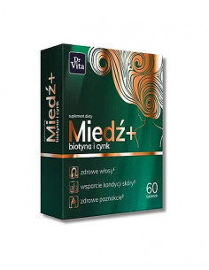 Miedź+ Biotyna i Cynk - 60 tabl. Dr Vita