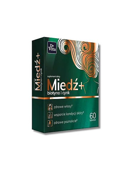 Miedź+ Biotyna i Cynk - 60 tabl. Dr Vita