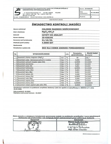 Chlorek magnezu sześciowodny CZDA 250g Stanlab