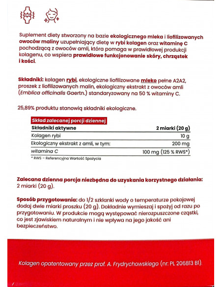 Kolagen A2 Rybi Kolagen z Pramlekiem A2, Witaminą C i D3  300 g