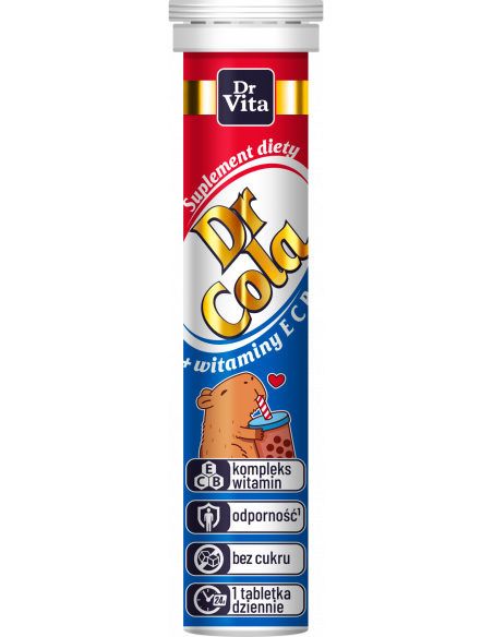 Dr Cola Witaminy Musujące Bez Cukru 10 witamin Dr Vita 20 tabl.