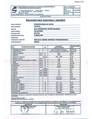 Soda oczyszczona  spożywcza  1 kg Stanlab