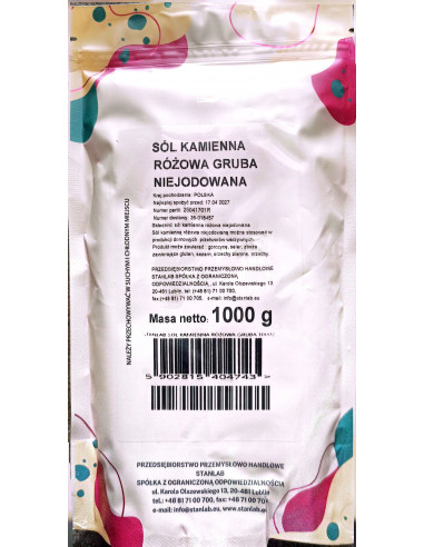 Sól Kłodawska różowa gruba - 1 kg Stanlab