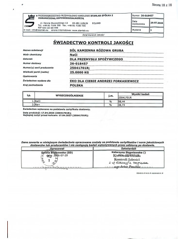 Sól Kłodawska różowa gruba - 1 kg Stanlab