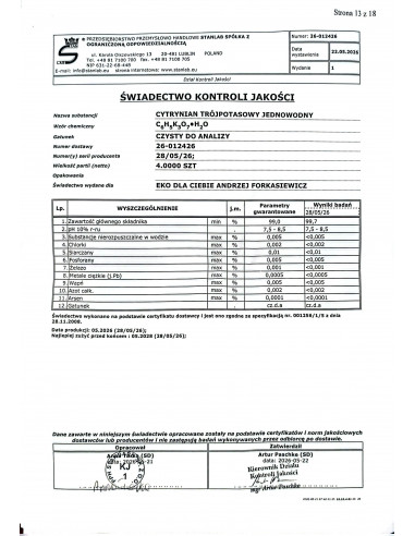 Cytrynian tripotasowy jednowodny  CZDA 250g Stanl