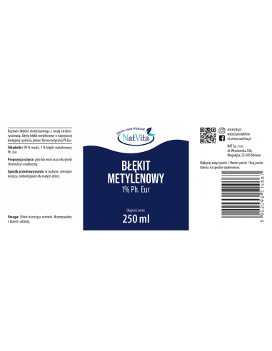 Błękit metylenowy PH. EUR.  Farmaceutyczny 1% 250 ml